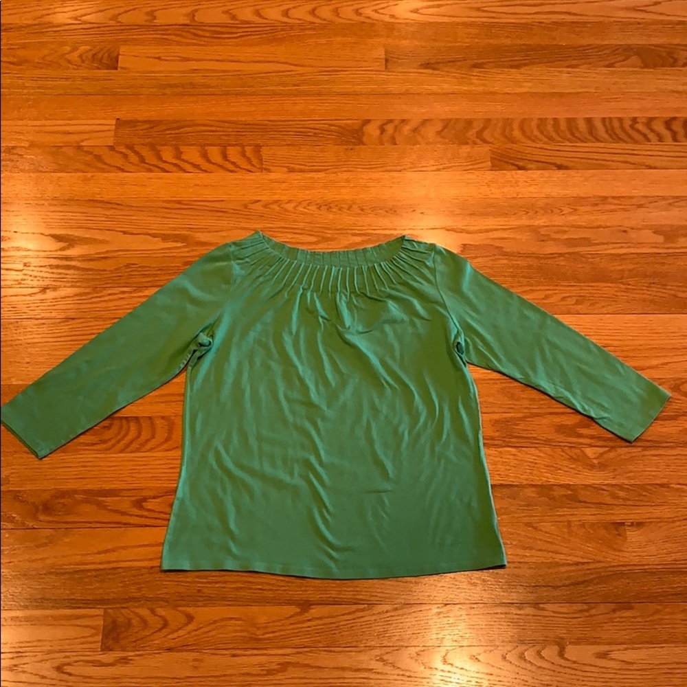 Talbots Green Scoop Neck Cotton Shirt